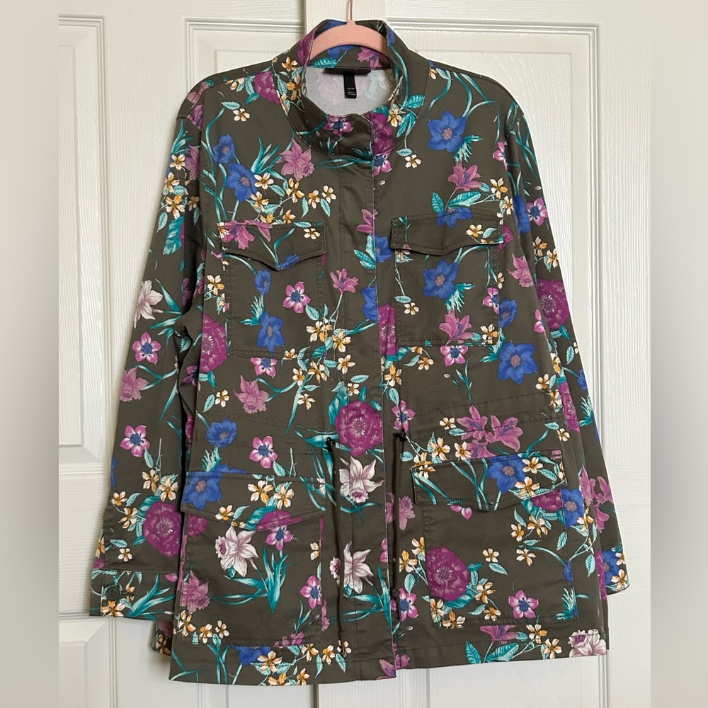 Lane Bryant army green utility jacket with floral print 22/24